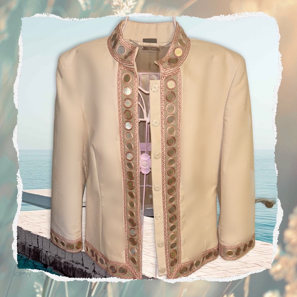 Alexander McQueen 2005 Beige/Gold Coin Embellished Jacket - Picture 4 of 9